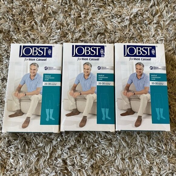 Lot Of 3 JOBST forMen Casual 20-30 mmHg Knee High Compression Socks Black Medium - Picture 1 of 6